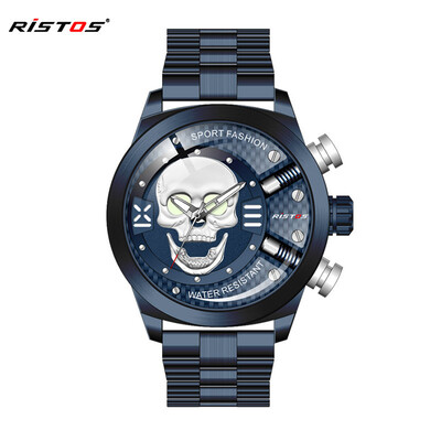 

9439 authentic fashion waterproof round skull personality creative watch menwatch