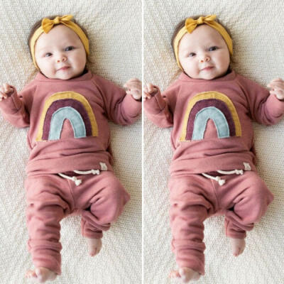 

UK Autumn Newborn Baby Girl Long Sleeve Tops Ruffle Leggings Pants Warm Clothes