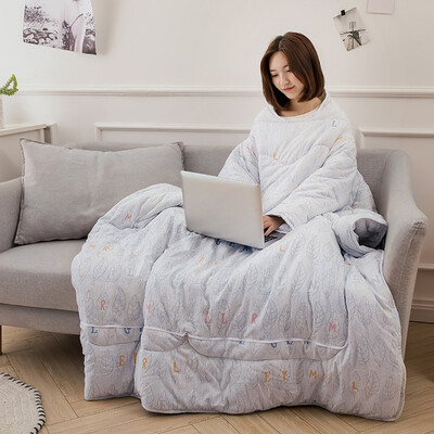 

Toponeto Multifunction Winter Lazy Quilt With Sleeves Warm Thickened Washed Pillow Blanke