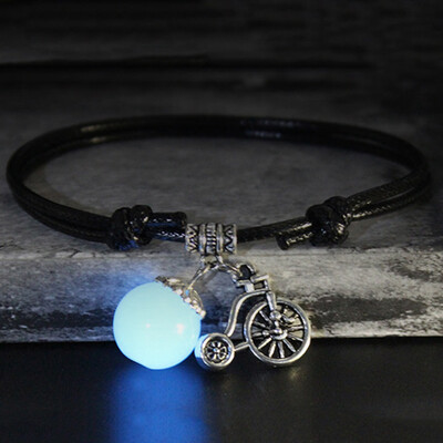 

Creative Glow In Dark Bracelet Female Jewelry Gift Handmade Black Rope Leaves Chain Bracelet