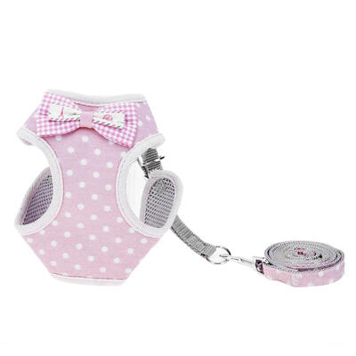 

Small Dog Harness Leash Bowknot Dots Stripes Breathable Pet Cat Puppy Vests