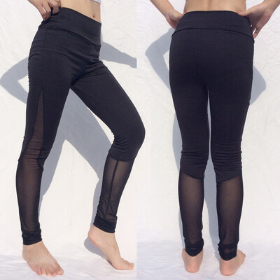 

Gobestart Ladiesside Patchwork Gauze Hip-lifting Exercise Yoga Pants Nine-minute Pants
