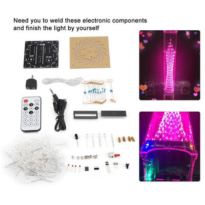 

Greensen Colorful Electronic Tower LED Light DIY Kit Remote Control Home Bedroom Decor Gift DIY Light Decor DIY LED Light