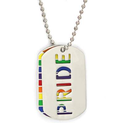 

Stainless Steel Pride Love Rainbow Lesbian Gay LGBT Pendant Necklace Dog Tag UK