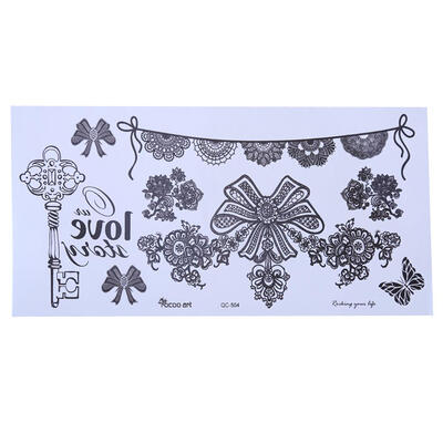 

Black Long Stripe Lace Bow Long Chain Arm Leg Removable Temporary Tattoo
