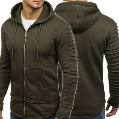

Mens Long Sleeve Hoodie Muscle Sweatshirt Cool Hoody Tops GYM Sport Hoodies Zip