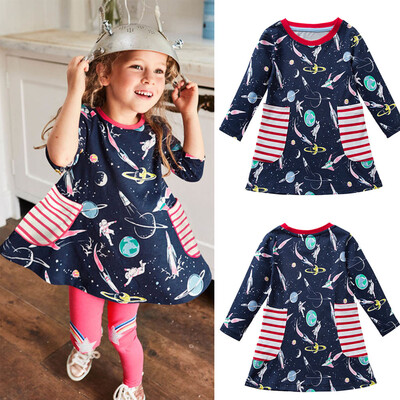 

Children Kids Girls Spring Autumn Casual Cotton Long Sleeves Printed Dresses