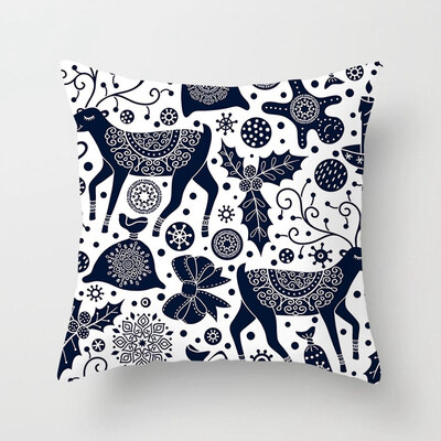 

Blue And White Printed Peach Skin Sofa Decorative Pillowcase