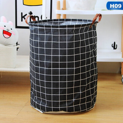 

UK Useful Baby Kids Toy Canvas Laundry Basket Storage Bag Leather HandleH01