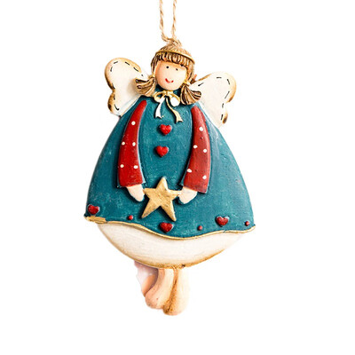 

1PC Rustic Painted Angel Christmas Pendants Resin Christmas tree pendant Drop Ornaments Xmas Party Hanging Decorations Crafts