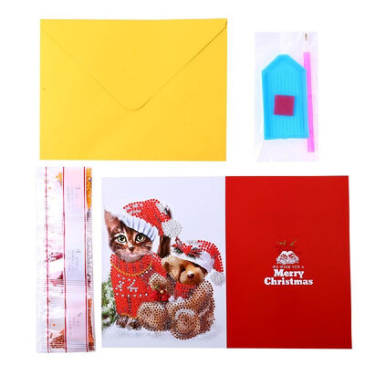 

5D Diamond Painting Christmas Cards Diamond Embroidery Birthday Paper DIY Greeting Postcards Cartoon Craft Kids Gift
