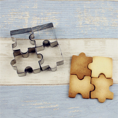 

4pcsset Stainless Steel Puzzled Piece Cookie Cutter Cake Mold Pastry Biscuit Mould Baking Tools Accessories