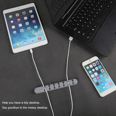 

BUBM Multipurpose Desktop Phone Cable Winder Earphone Clip Charger Organizer Management Wire Cord Fixer Silicone Holder 7 Slot Str