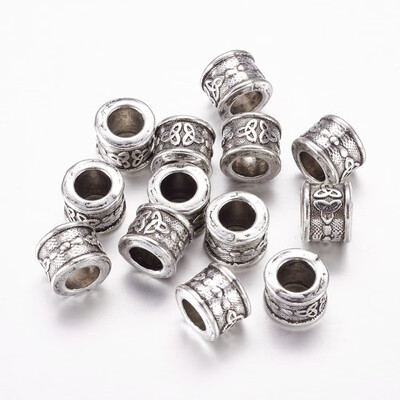 

Tibetan Style European Beads Large Hole Beads Column with Trinity Knot Lead Free&Cadmium Free Antique Silver