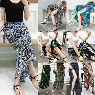 

Women Gypsy High Waist Dress Bust Skirt Summer Boho Beach Split Wrap Sundress