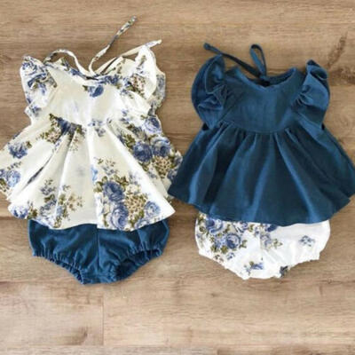 

USA Newborn Infant Kids Baby Girl Floral Tops Dress Shorts Pants Clothes Outfits