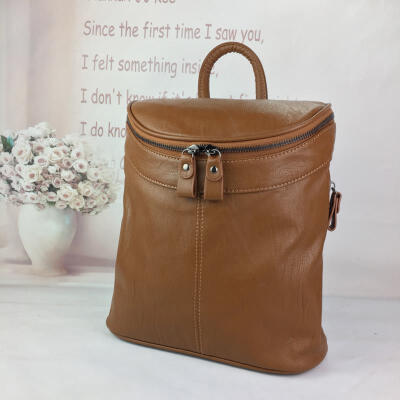 

Woman PU Zipper Solid Bucket Backpack