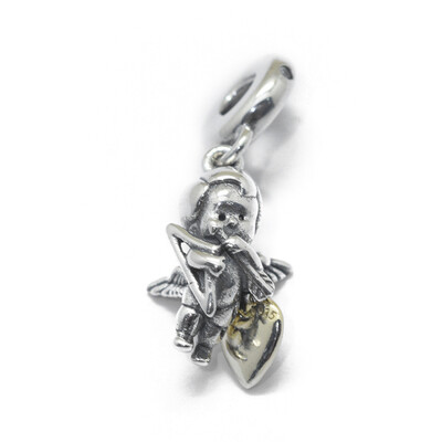 

925 Sterling Silver European Beads Large Hole Beads Cupid Antique Silver & Golden 30mm Pendant 175x11x9mm Hole 4mm
