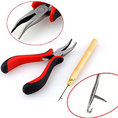 

〖Follure〗Feather Hair Extension TOOL KIT Micro Ring Hair Extension Pliers Pulling Hook