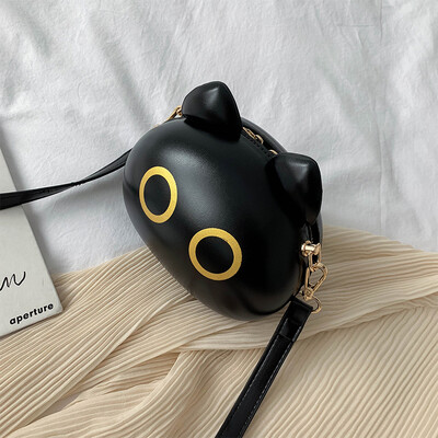 

Internet celebrity ins cartoon bag retro cute cat small round bag new 2019 female bag single shoulder oblique satchel