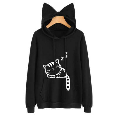 

Women\ Loose Cat Hooded Sweater