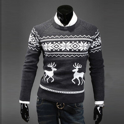 

〖Follure〗Men Floral Print Warm Winter Slim Sweater Shirt Long Sleeve Top Blouse Pullovers