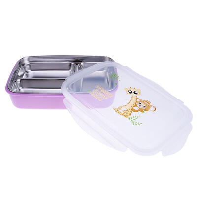 

3 Grid Rectangle Stainless Steel Insulation Students Lunch Box Food Holder