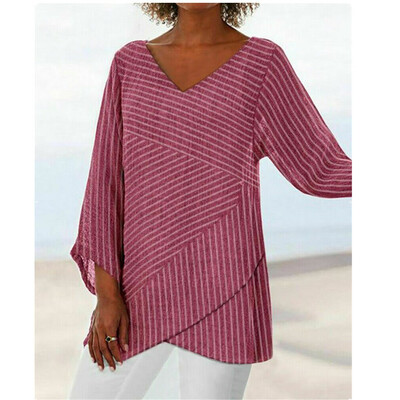 

Women Long Sleeve Linen Baggy Blouse Shirt Ladies Summer Tunic Tops