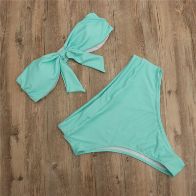 

Women High Waist Padded Bra Bikini Swimsuit Bandage Push-up Swimwear Set Bathing