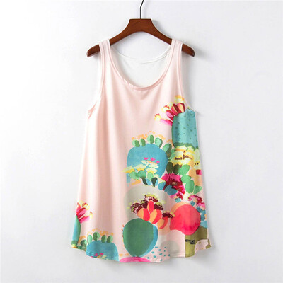 

Nomeni Women Printed Sleeveless long Section Of the Large Shirt Tide T Top Vest