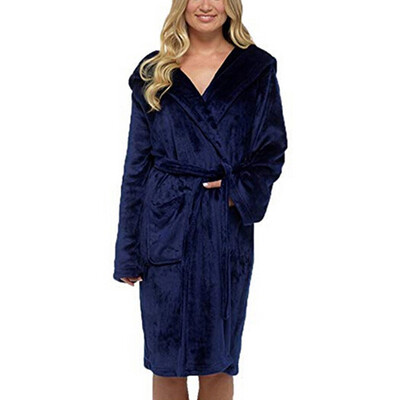 

Womens Super Soft Hooded Robe Dressing Gown Bathrobe Robes Winter Warm Gowns