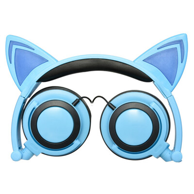 

Kids Girls Headphones Cat Ear LED Foldable Stereo Music Gaming Flashing Headsets