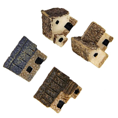 

4pcs Miniature Fairy Garden Stone Houses Mini Cottage House Miniatures Decor Accessories Gardening Decoration Kit