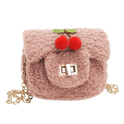 

Cherry Lambs Wool Chain Messenger Bag Kids Girls Crossbody Shoulder Bags