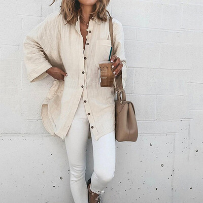 

Tailored Womens Loose Button Long Shirt Dress Ladies Casual Tops T-Shirt Blouse