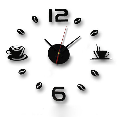 

Siaonvr Acrylic DIY Self Adhesive Interior Wall Creative Decoration Mute Clock BK