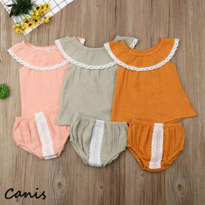 

US Cute Newborn Girl Infant Lace Clothes Dress Top Shorts Briefs Outfits Sunsuit