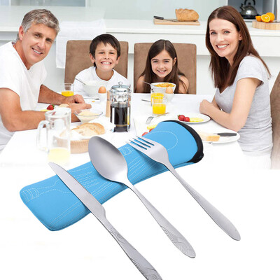 

Toponeto 3 Pcs Stainless Steel Fork Spoon Chopsticks Travel Camping Cutlery Eyeful