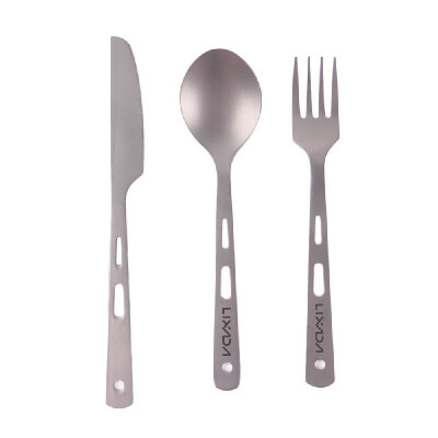 

Lixada 3 Piece Cutlery Set Titanium Outdoor Camping Picnic Cutlery Spoon Knife Fork