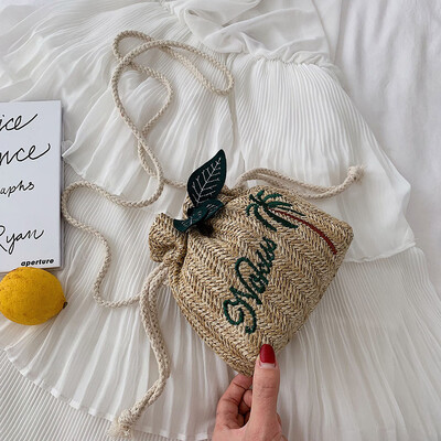 

Tailored Womens Fashion Embroidery String Woven Shoulder Bag Solid Woven Bag Beach Bag