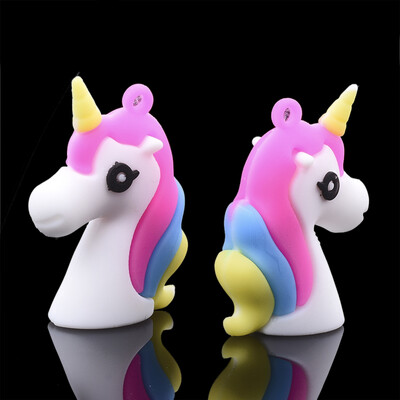 

Silicone Pendants Unicorn Colorful 44x33x14mm Hole 2mm