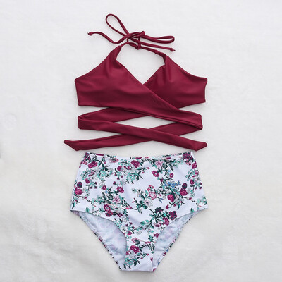 

Saidsome Womens Print Floral Swimsuit Swimwear Swimwear Two-piece Bikini Beachwear