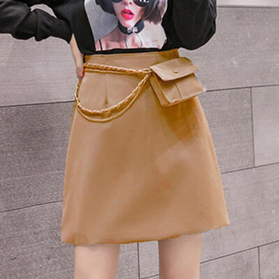 

Sexy Women Solid Color Skirt Bodycon High Waist Pencil Skirt Nightclub Party Casual Streetwear Mini A-line Skirt
