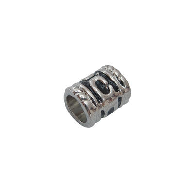 

Alloy European Beads with Enamel Tube Platinum Color Black about 7mm wide 85mm long hole 5mm