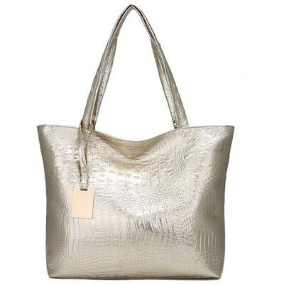 

Tailored Women Ladies Fashion Alligator Solid Large Capacity Shoulder Tote Handbag Bags