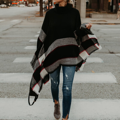 

〖Follure〗Womens Sweater Casual Turtleneck Knitted Loose Long Sleeve Pullover Cloak