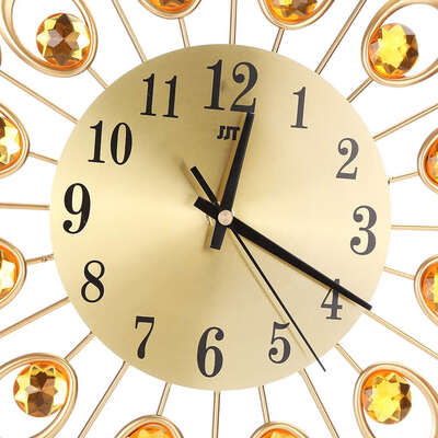 

Rhinestone Large Wall Figure Iron Clock Living Room Bedroom Decoration Crystal Metal Clock
