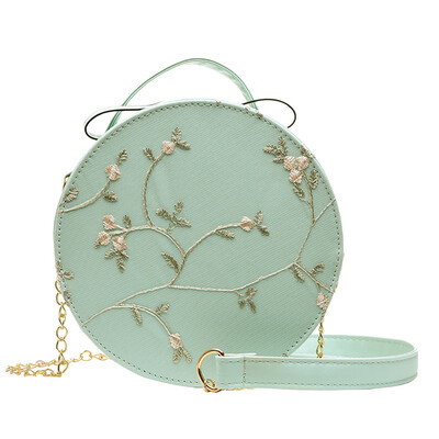 

Women Retro Floral Round Bag PU Leather Messenger Shoulder Bags Ladies Circular Crossbody Bags Female Handbag Bolsas YJ