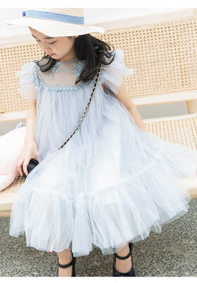 

SHUOTU Silver gauze dress girl dress princess dress 12141