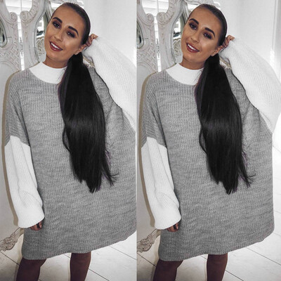 

〖Follure〗Fashion Womens Casual Color Blocking Full Sleeve Turtleneck Lazy Loose Sweater